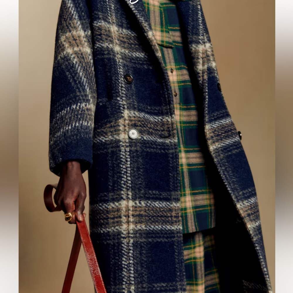 Sezane VIKTOR COAT, Size 36, Blue Checked - Picture 4 of 6